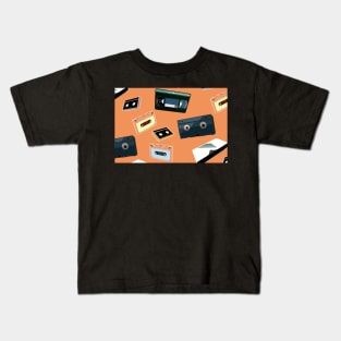 Analog orange background vintage VHS cassette tape old media Kids T-Shirt